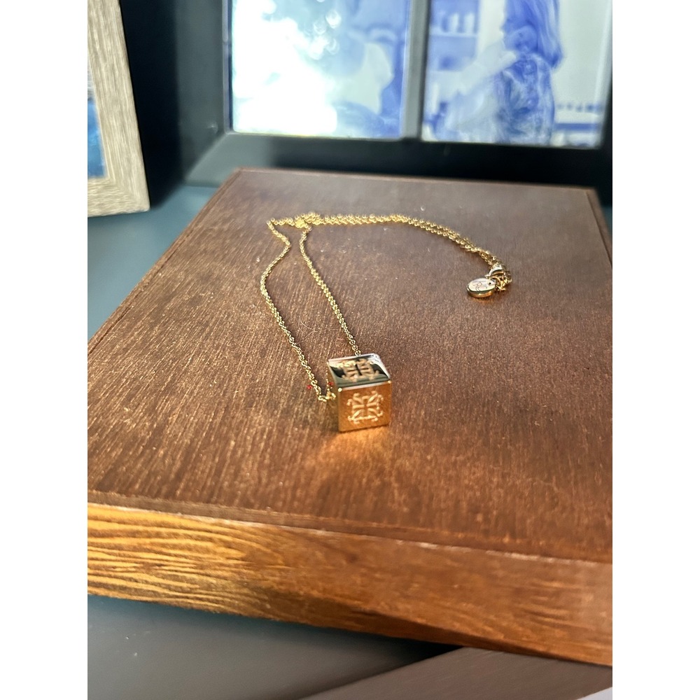 Rustic Cuff Gold Tone Cube Necklace Oklahoma State RC Logo Charm